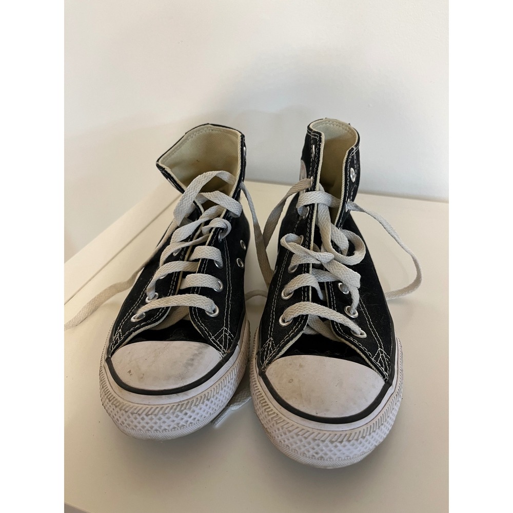Converse Chuck Taylor All Star High Top Black Canvas Kids Sneakers 3J231 Size 3Y